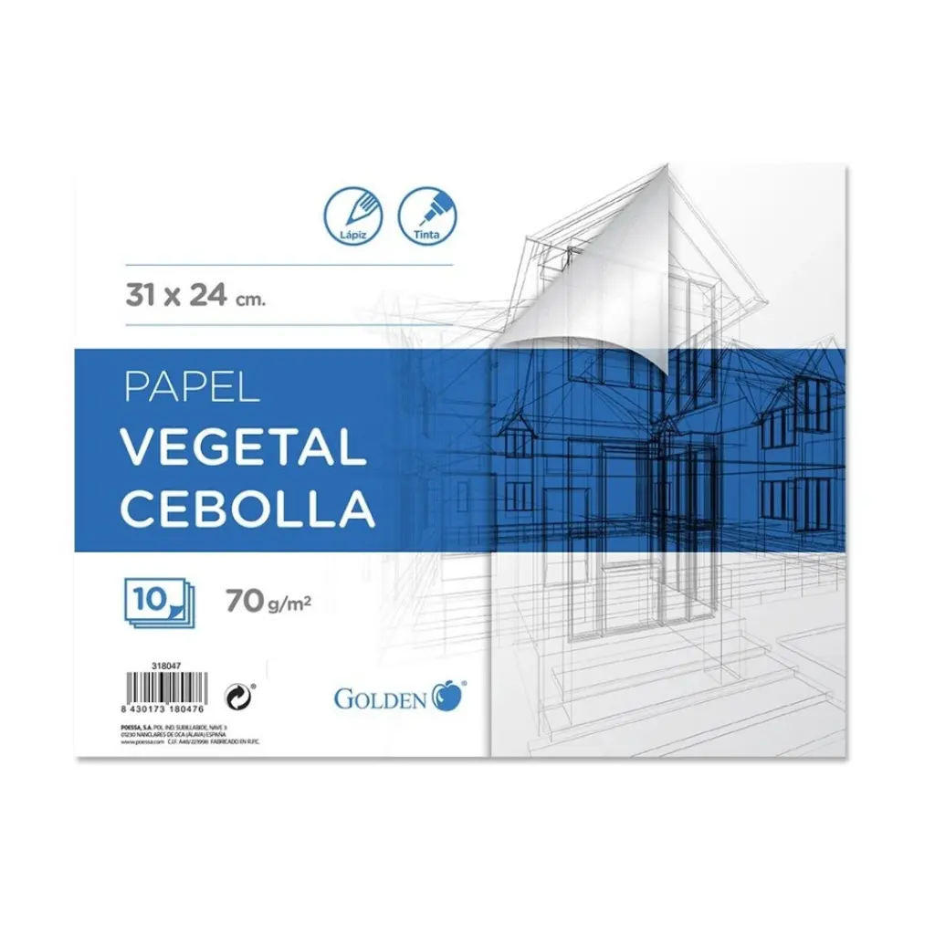 BLOCK DIBUJO PAPEL VEGETAL 10 HOJAS - GOLDEN -