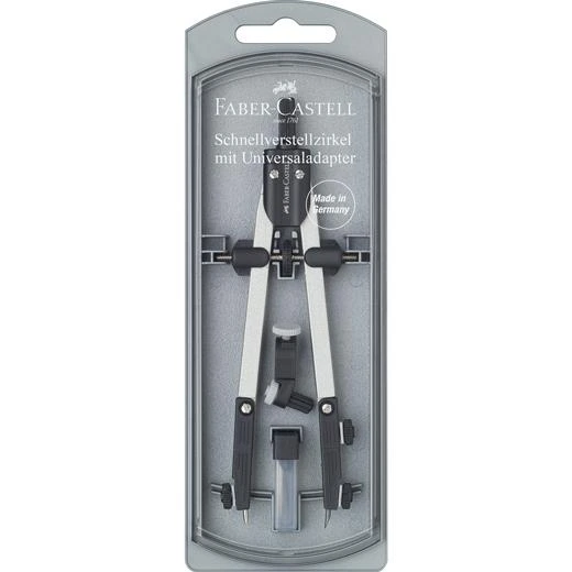 COMPÁS ARTICULADO DE AJUSTE RÁPIDO ADAPTADOR UNIVERSAL 17CM + ACCESORIOS  FABER CASTELL