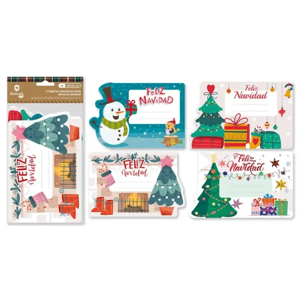 ETIQUETAS ADHESIVAS GRANDES 4 UND NAVIDAD