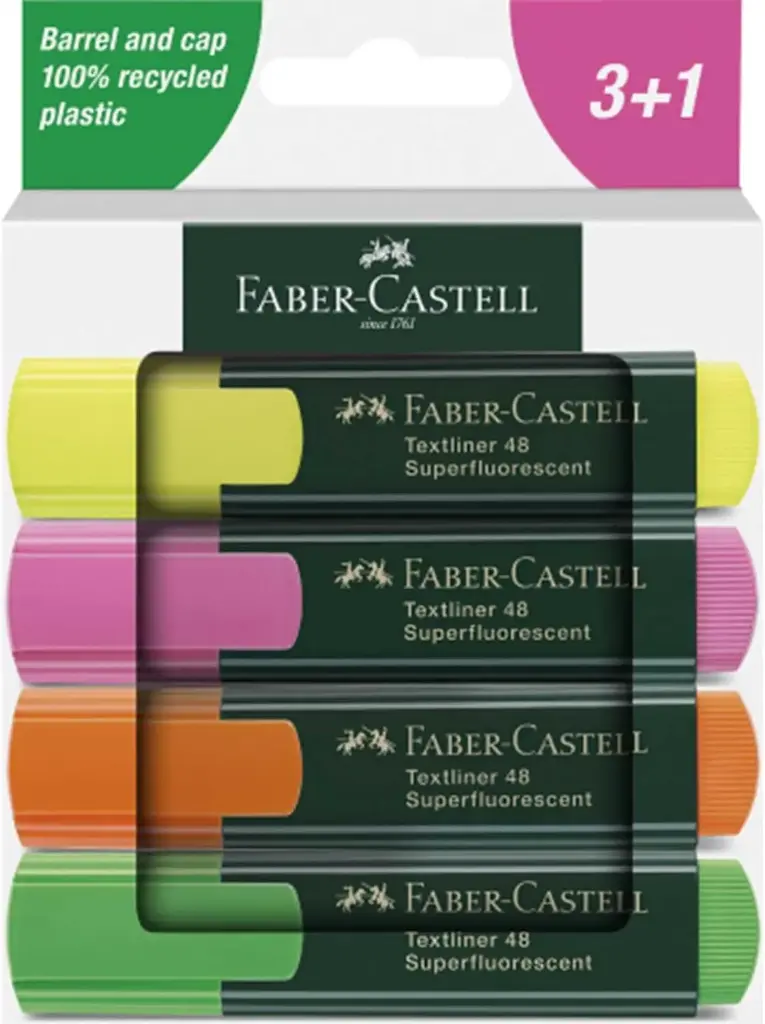 MARCADOR FLUORESCENTE TEXTLINER 48 SURTIDOS 4 UNIDADES -  FABER CASTELL -