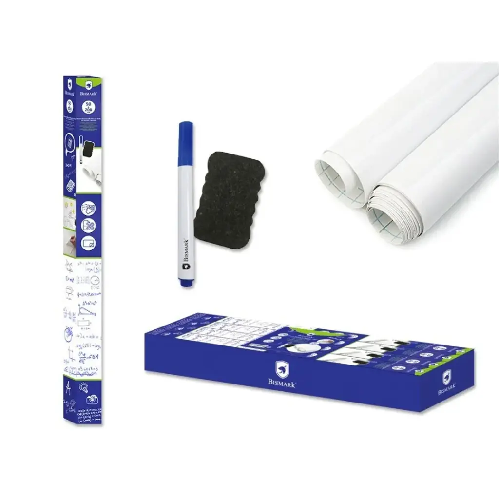 PIZARRA BLANCA ADHESIVA C/ ROTULADOR Y BORRADOR