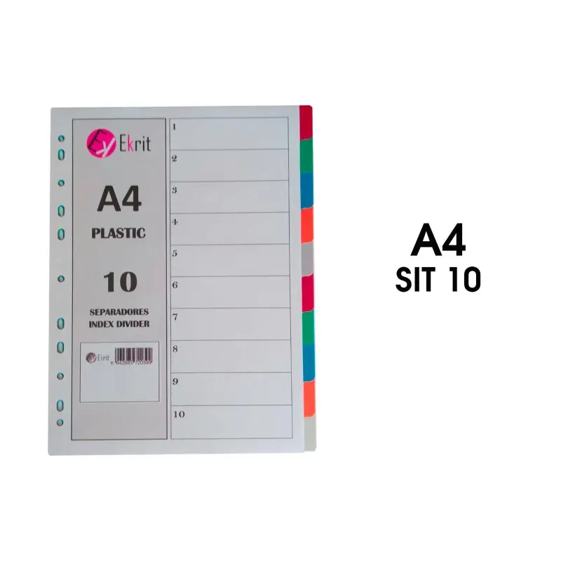 SEPARADORES PP A4 11 TALADROS 10 POSICIONES EKRIT