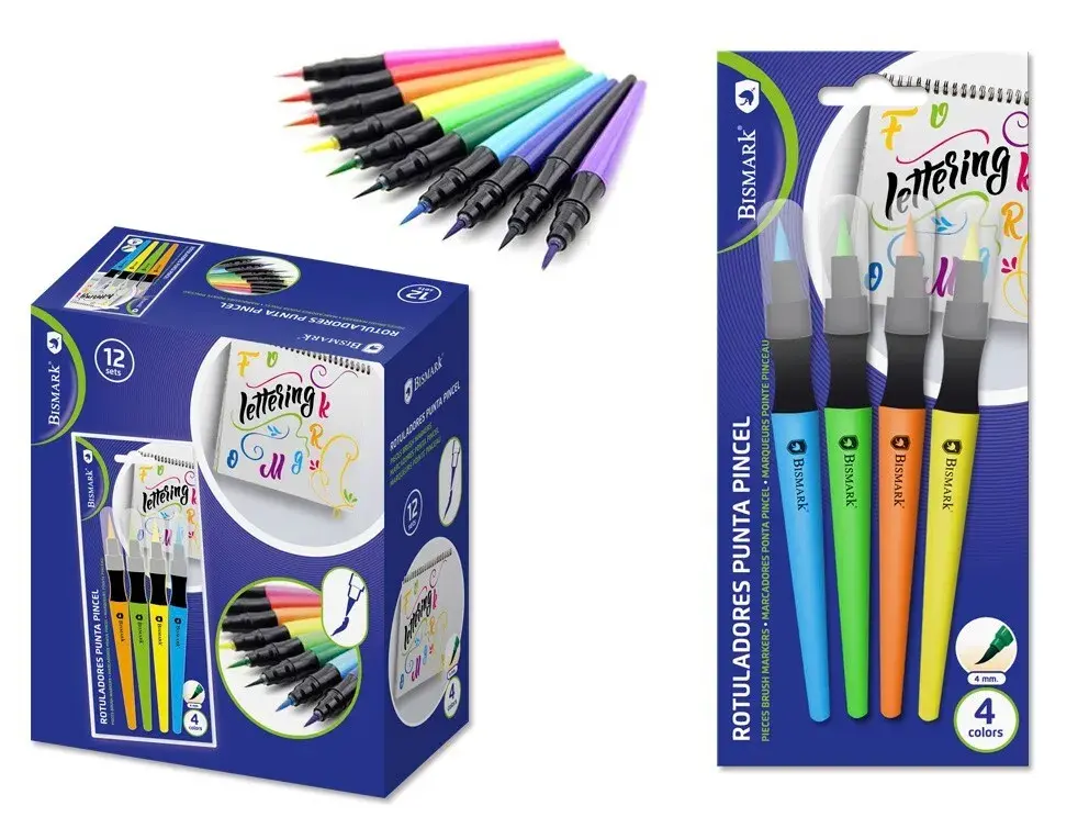 [328354] SET 4 ROTULADORES LETTERING PUNTA PINCEL