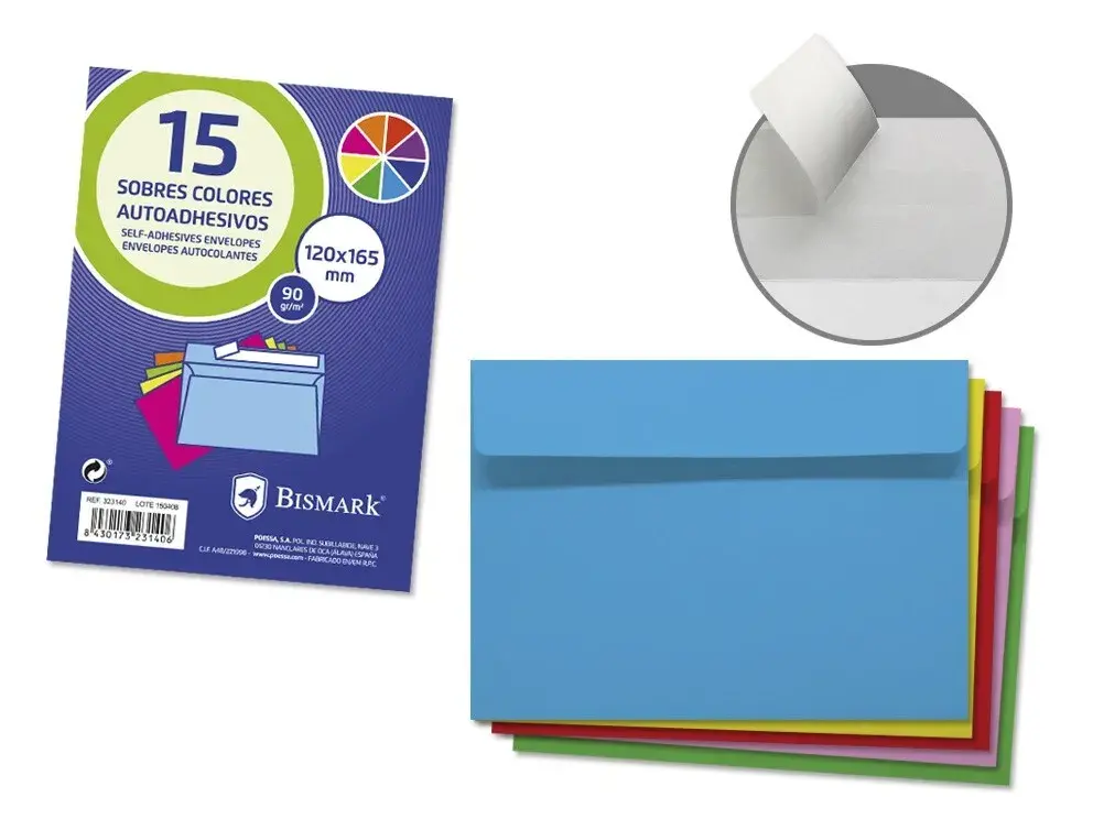 SOBRE COMERCIAL COLORES SET 15 UDS