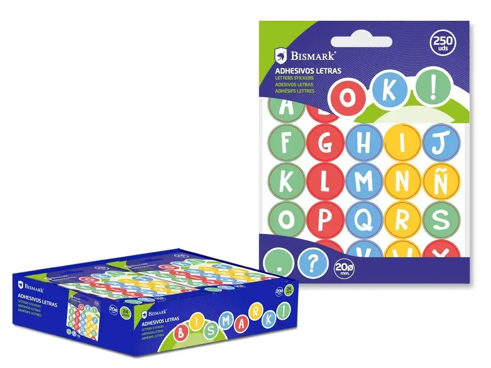 GOMETS ADHESIVOS LETRAS Ø20MM 25 UDS X10 H./BOLSA
