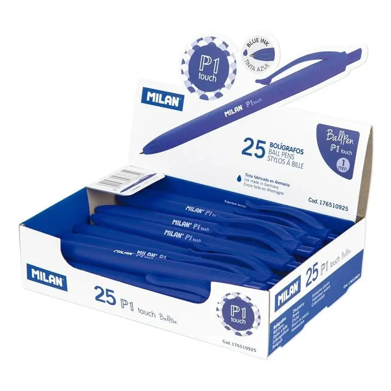 [1765106925] BOLIGRAFO MILAN P1 RETRACTIL TOUCH 1MM (AZUL)
