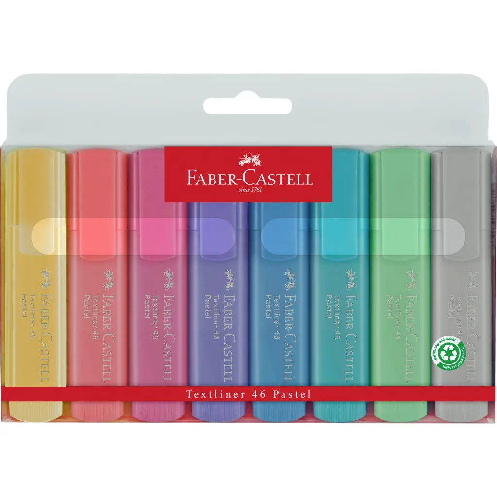 [154681] ROTULADOR FABER CASTELL FLUORESCENTE TEXTLINER 46 PASTE ESTUCHE 8 UNIDADES COLORES SURTIDOS