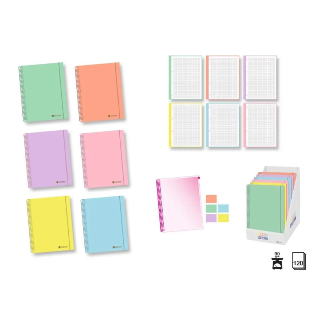 CUADERNO PASTEL SOFT A5, 120H. 90 GRS. MICROPERFORADO