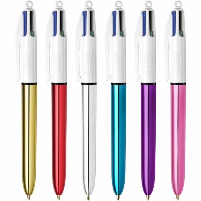 BOLIGRAFO 4 COLORES BIC METALIZADO  (AZUL METALIZADO)