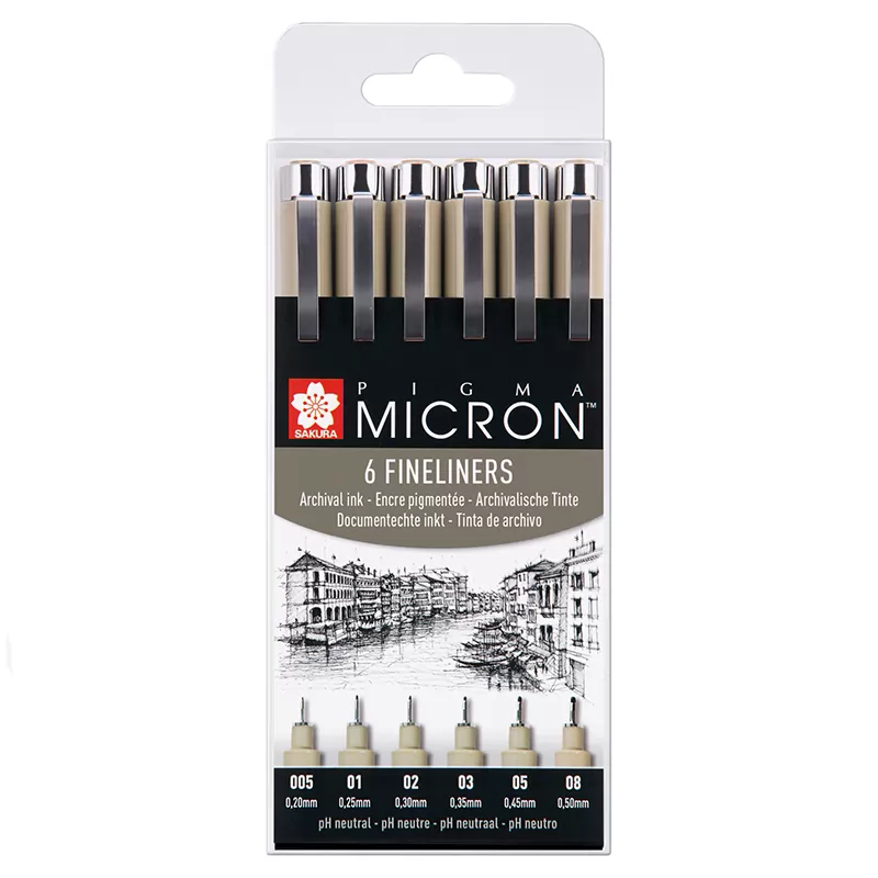 [POXSDK6] TALENS SAKURA ROTULADORES PERMANENTES PIGMA MICRON FINELINER ESTUCHE DE 6 NEGRO