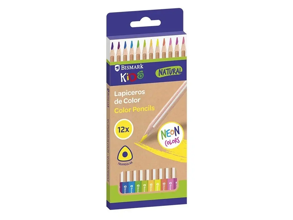 NATURAL COLOR LAPICEROS MADERA 12 COLORES NEON