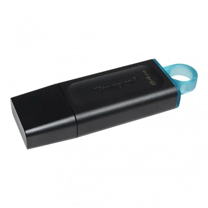 [DTX/64GB] PENDRIVE DATATRAVELER EXODIA USB 3.2 64GB CON TAPA PROTECTORA Y RANURA PARA COLGAR  NEGRO/TURQUESA - KINGSTON -