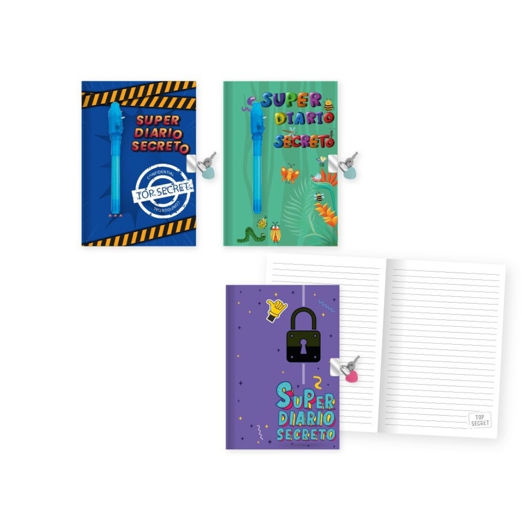 DIARIO CON CANDADO Y BOLIGRAFO INVISIBLE AGENTE SECRETO