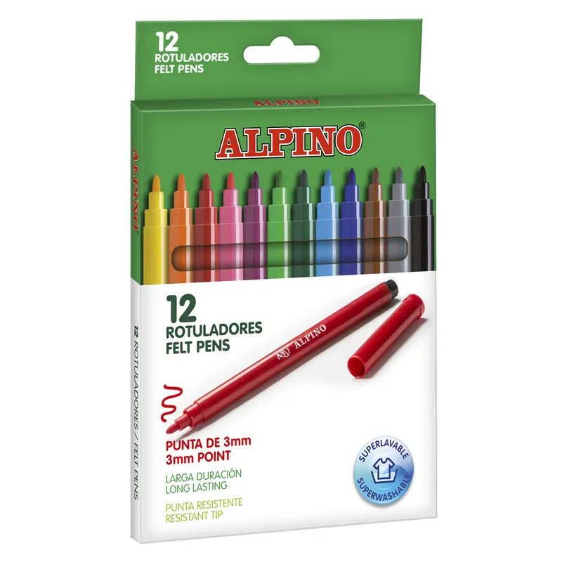 [AR001002N] ALPINO ROTULADORES LARGA DURACIÓN ESTUCHE DE 12 C/SURTIDOS