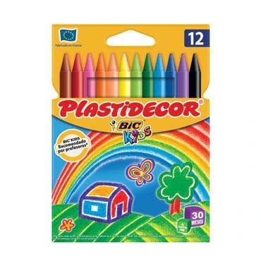 [8757702] PLASTIDECOR CERAS KIDS COLORES SURTIDOS ESTUCHE (12 UNIDADES)