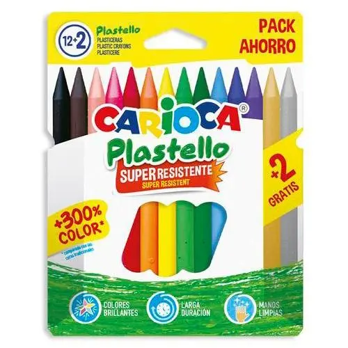 [42714] PLASTICERAS RESISTENTES PLASTELLO COLORES SURTIDOS ESTUCHE 12+2 UD  CARIOCA