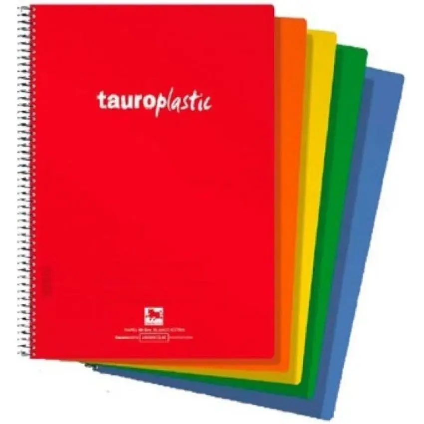 CUADERNO ESPIRAL TAUROPLASTIC 80H FOLIO 90GR PAUTA ANCHA T/ PP COLORES SURTIDOS TAURO