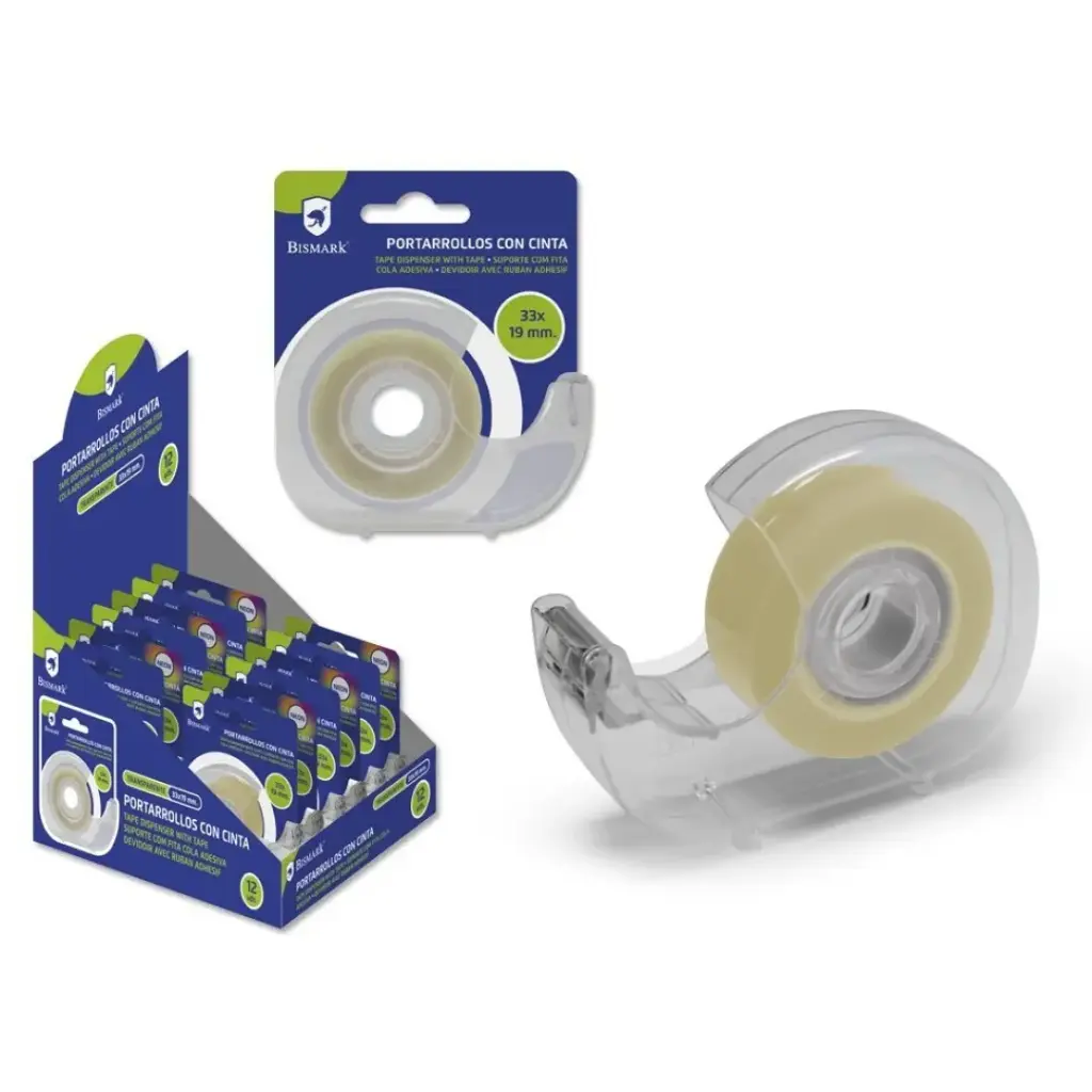 [327495] PORTARROLLOS C/CINTA ADHESIVA TRANSP 33*19MM