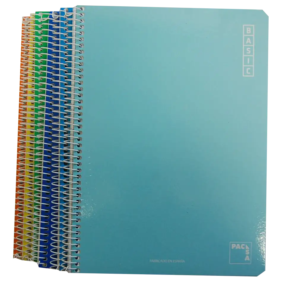 [16428] PACSA CUADERNO BASIC 80H 4º 60GR 4X4MM TAPAS CARTÓN PACK 10 UD COLORES SURTIDOS