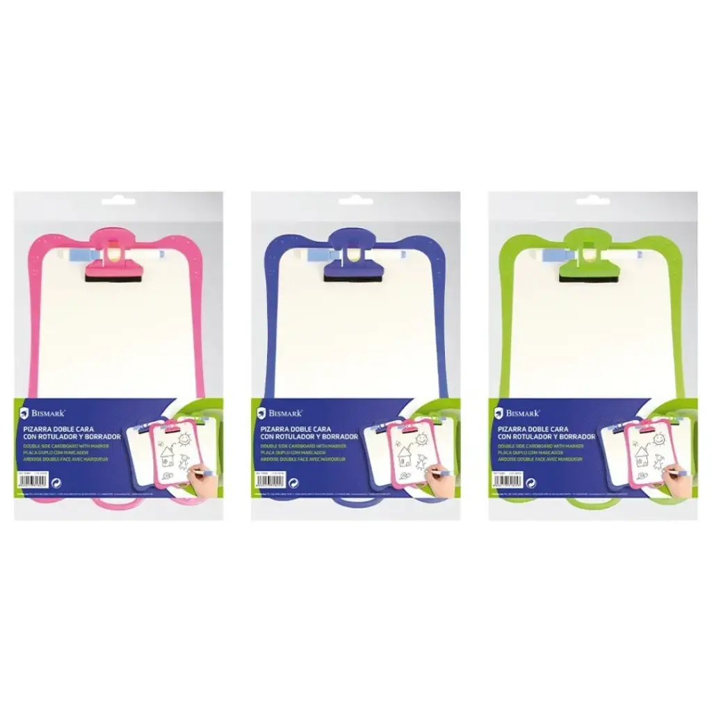 PIZARRA DOBLE CARA LISA CON ROTULADOR Y BORRADOR