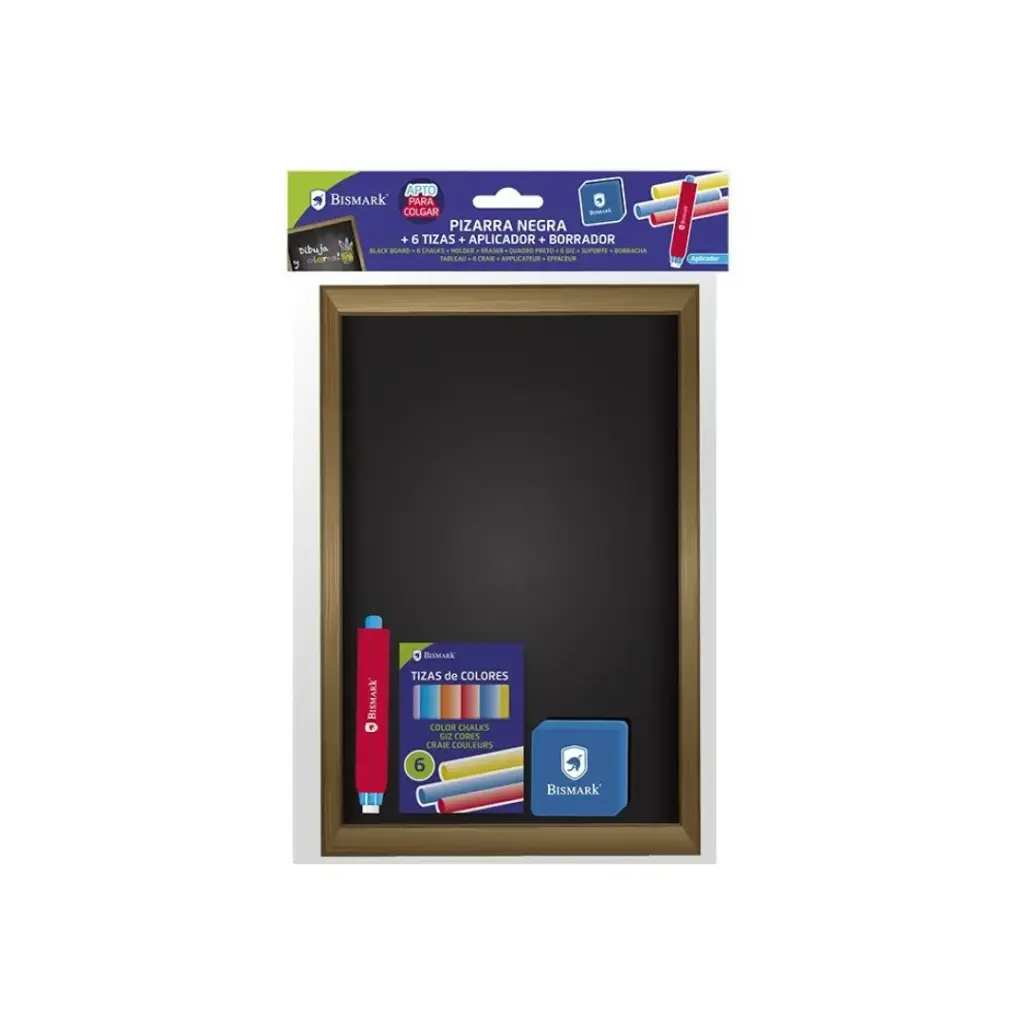 PIZARRA NEGRA +6 TIZAS + APLICADOR + BORRADOR