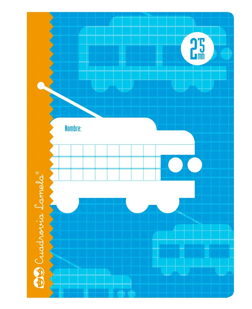 [06002] CUADERNO CUADROVÍA GRAPADO TAMAÑO CUARTILLA, 4º, 30 HOJAS 70GR, con margen, cubierta básica - LAMELA - (2,5 mm)