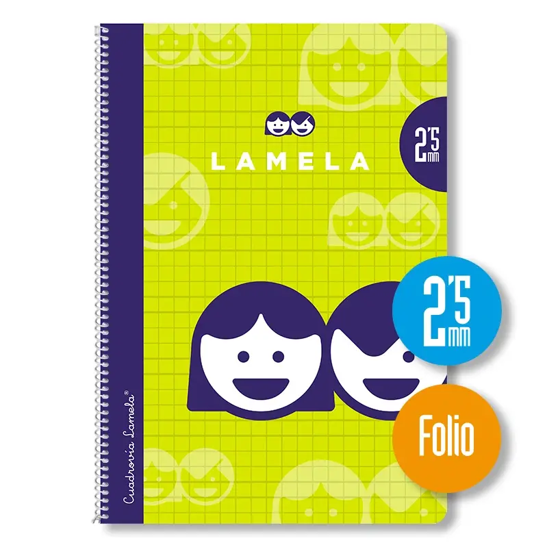 CUADERNO ESPIRAL FOLIO  CUADROVÍA  80 hojas 70gr con margen, cubierta básica, colores surtidos - LAMELA -