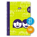 CUADERNO ESPIRAL FOLIO  CUADROVÍA  80 hojas 70gr con margen, cubierta básica, colores surtidos - LAMELA -