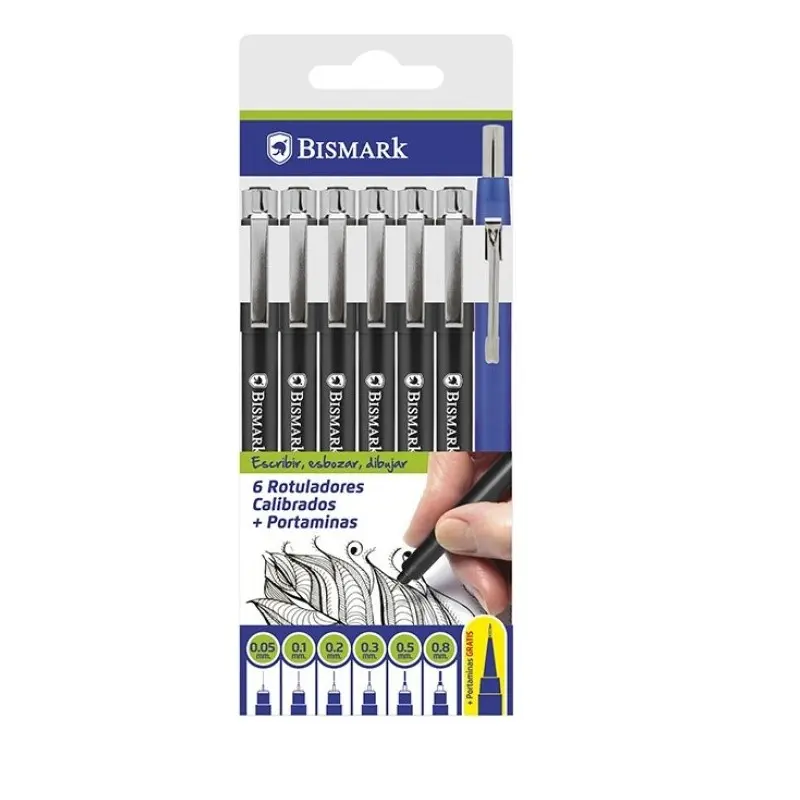 SET 6 ROTULADORES CALIBRADOS + PORTAMINAS - BISMARK -