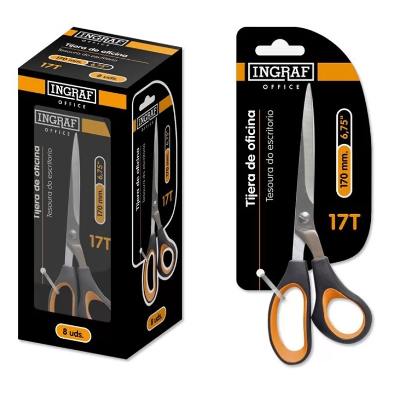 [323825] TIJERAS DE OFICINA - BLISTER - INGRAF OFFICE (17 T / 170 mm)