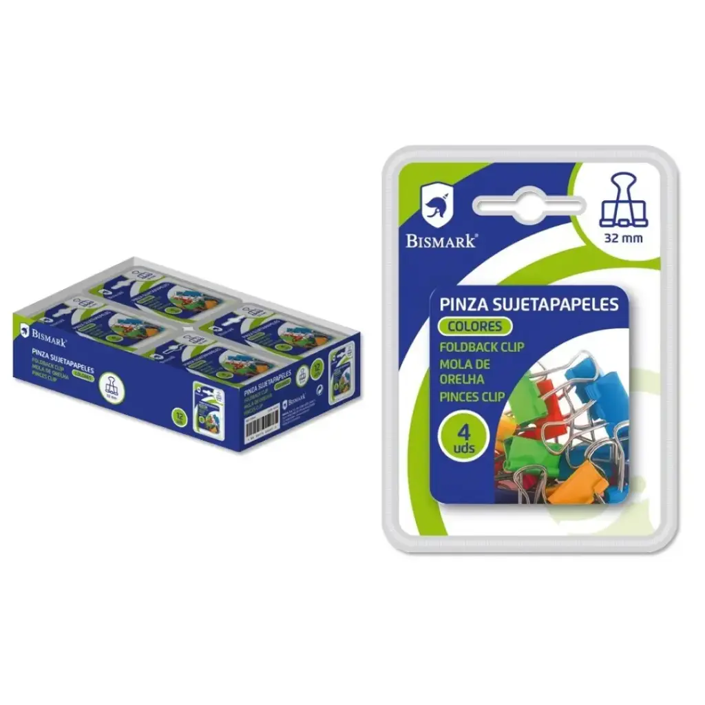 PINZA PALA SUJET. COLORES  32 mm - BISMARK -