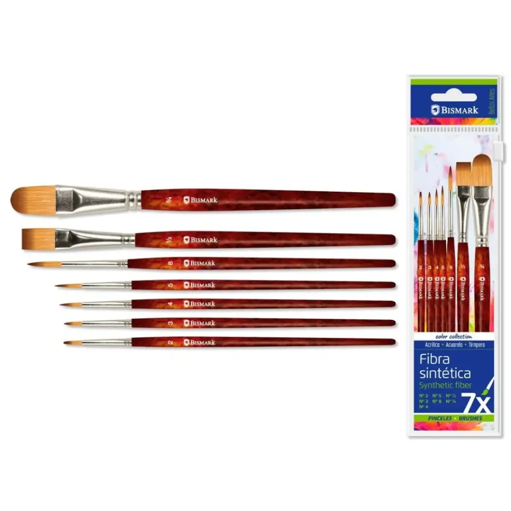 [332710] SET 7 PINCELES CORTOS ACRILICOS, ACUARELAS Y TEMPERA - BISMARK -