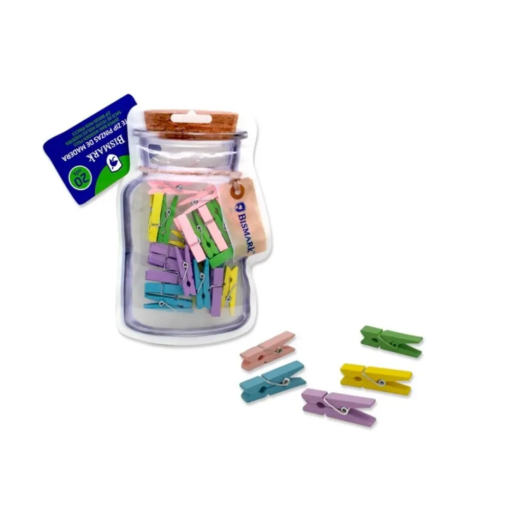 BOTE PINZAS DE MADERA 20 UNIDADES - BISMARK -