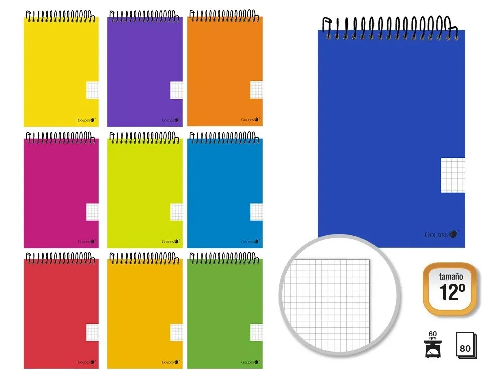 CUADERNO tapa polipropileno. 12º 80 hojas apaisado - GOLDEN -