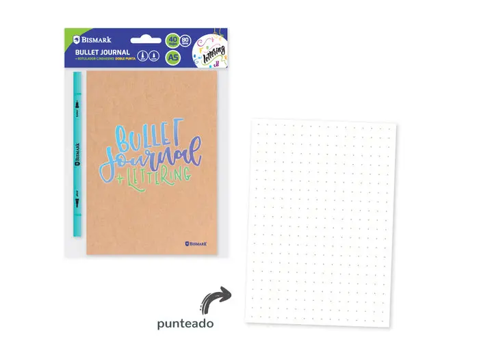 CUADERNO BULLET JOURNAL + ROTULADOR DOBLE PUNTA LETTERING - BISMARK -