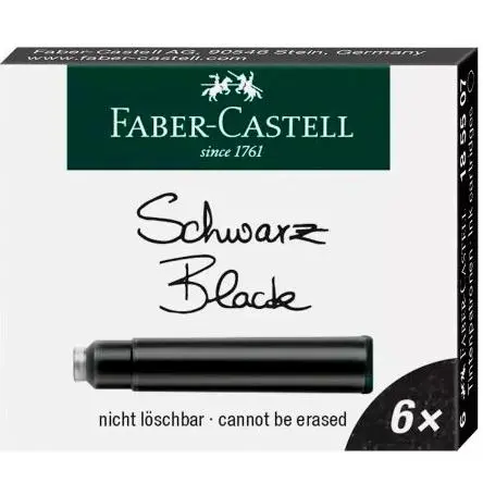ESTUCHE 6 CARTUCHOS DE TINTA ESTÁNDAR NEGRO - FABER CASTELL -