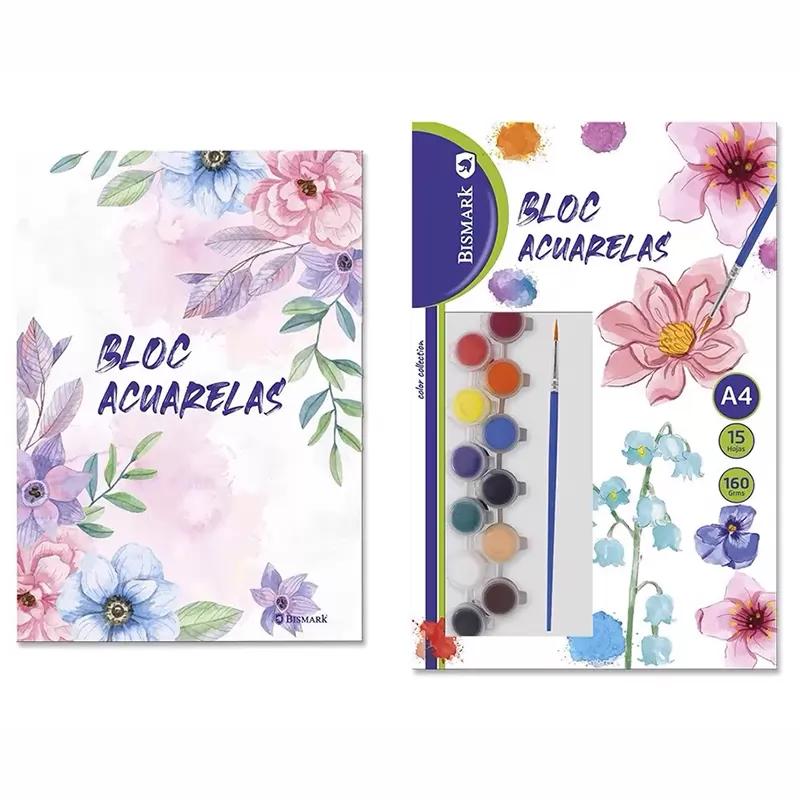 BLOC ACUARELAS +12 ACUARELAS 3 ml + PINCEL - BISMARK - 