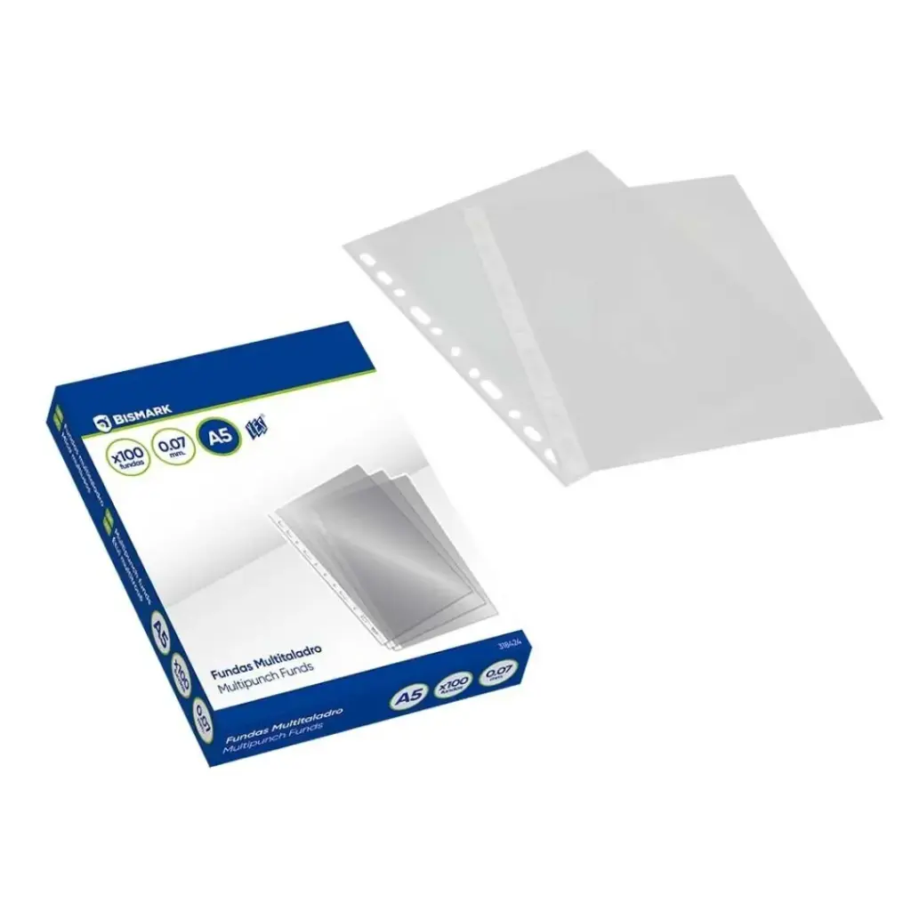 PP Funda Multitaladro A5 .caja 100 unidades 0.07m BISMARK