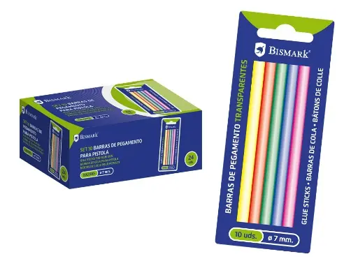 BARRAS DE SILICONA  COLORES PACK 10 7x100mm