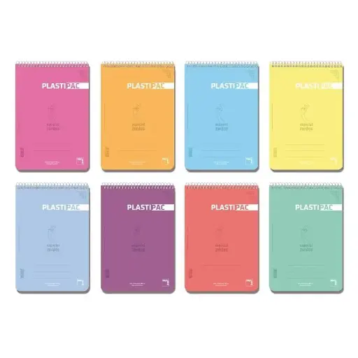 [16561] BLOC PLASTIPAC ESPECIAL ZURDOS 80H FOLIO 90GR 4X4MM TAPAS PP ; PACK 5 UD C/SURTIDOS