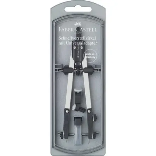 [32722-8] COMPÁS ARTICULADO DE AJUSTE RÁPIDO ADAPTADOR UNIVERSAL 17CM + ACCESORIOS  FABER CASTELL