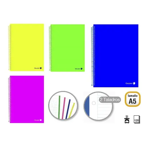 [330570] CUADERNO TAPA POLIPROPILENO A5 120 H.90 GR. MICROPERFORADO.