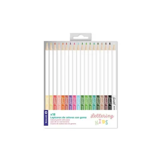 [331179] LAPICEROS DE COLORES 18 LETTERING INFANTIL CON GOMA