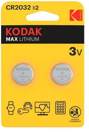 [30417687] PILAS DE LITIO KODAK MAX LITHIUM CR2032 -PLACAS BASE- (PACK 2)