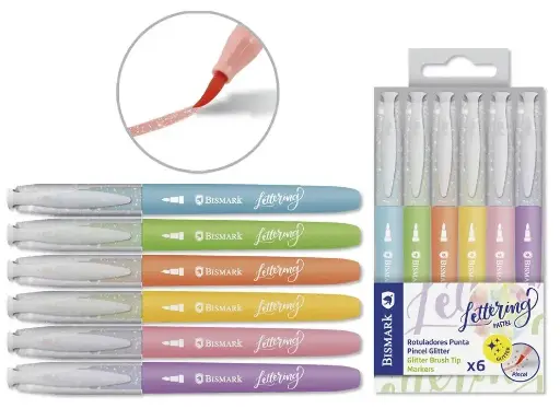 [331047] ROTULADORES GLITTER 6 COLORES LETTERING PASTEL
