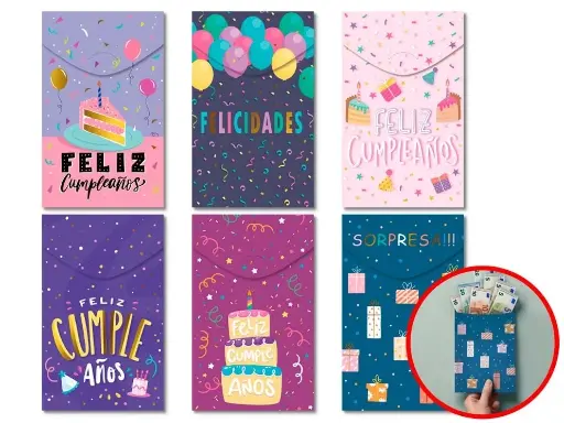 [332989] TARJETA-SOBRE DINERO CUMPLEAÑOS C/ SOBRE COLOR