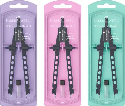 [32722-8-D-P] FABER CASTELL COMPÁS ARTICULADO DE AJUSTE RÁPIDO Y ADAPTADOR UNIVERSAL 17MCM C/RECAMBIO PASTEL
