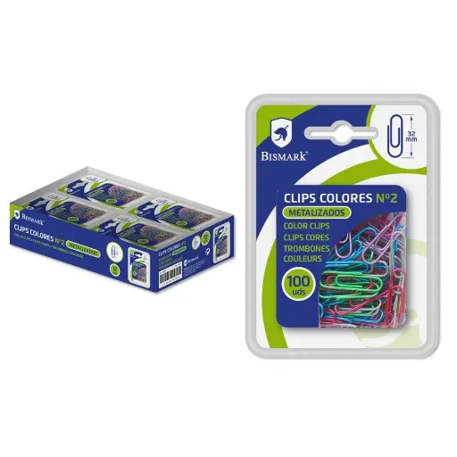 [328068]  BISMARK CLIPS METALIZAD Nº 2. 32 MM.100 UDS.DO blister 