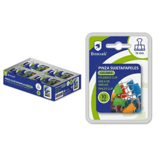 [328063] PINZA PALA SUJETAPAPELES  COLOR 19 mm. DOBLE BL - BISMARK -